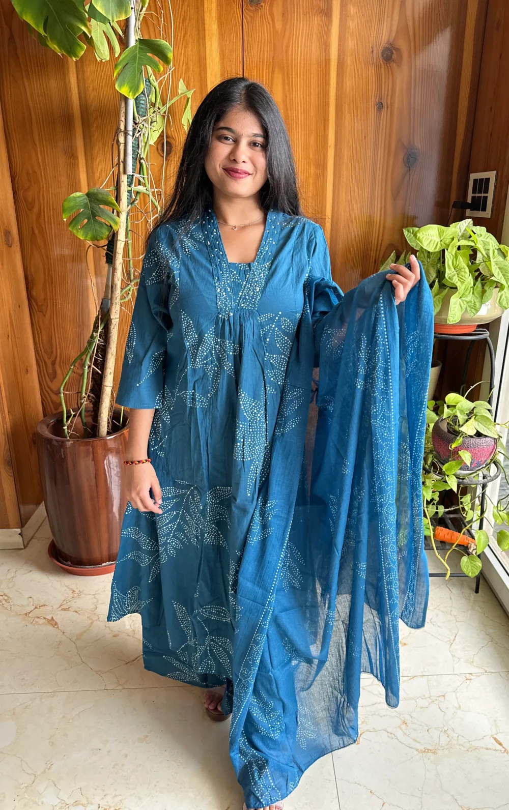 Bandhani -style dot print with Pleated front - Image 2