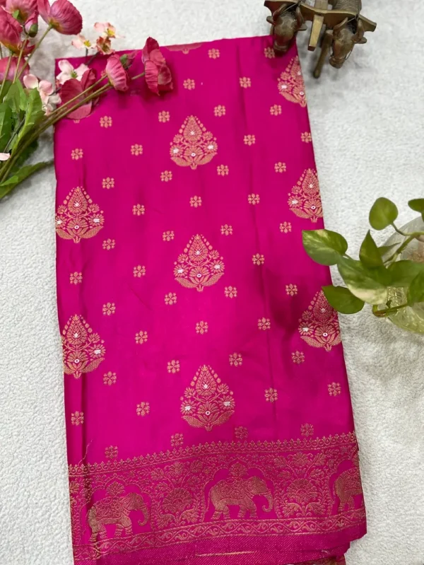 Satin Banarasi Saree - Pink