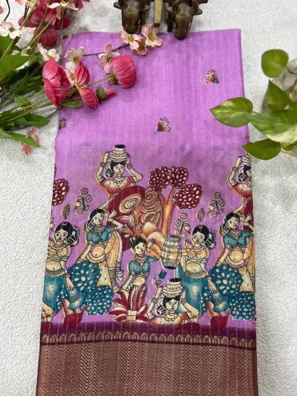 Dola silk saree with Zari lines - Pink