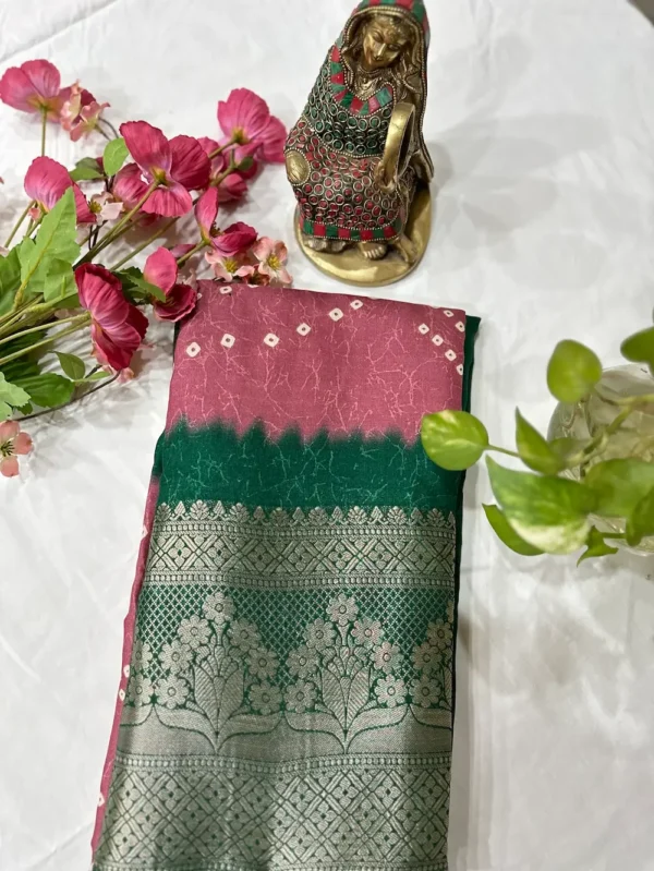 Mangalam silk saree with Bandhani print - Pink
